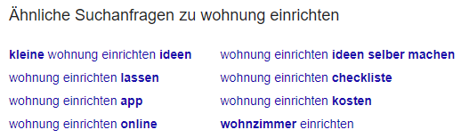 LSI-Keywords im unteren Bereich der Google Suche