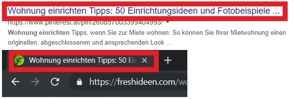 Title tags in search results